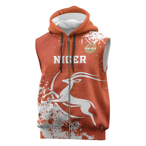 Custom Afro Niger Football Sleeveless Zip Hoodie We Are Champions - African Pride