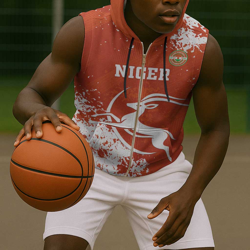 Custom Afro Niger Football Sleeveless Zip Hoodie We Are Champions - African Pride