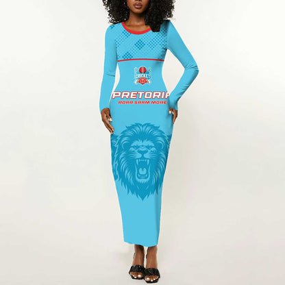 Custom Afro South Africa Cricket Long Sleeve Bodycon Dress Roar Saam More - This Is Pretoria LT15