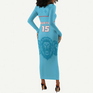 Custom Afro South Africa Cricket Long Sleeve Bodycon Dress Roar Saam More - This Is Pretoria LT15