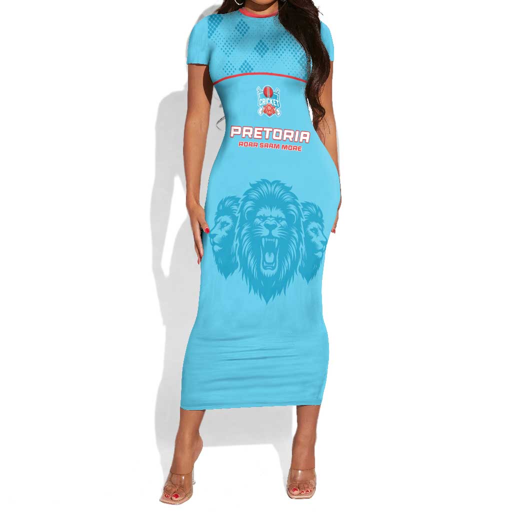 Custom Afro South Africa Cricket Short Sleeve Bodycon Dress Roar Saam More - This Is Pretoria LT15