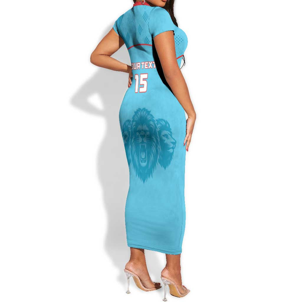 Custom Afro South Africa Cricket Short Sleeve Bodycon Dress Roar Saam More - This Is Pretoria LT15
