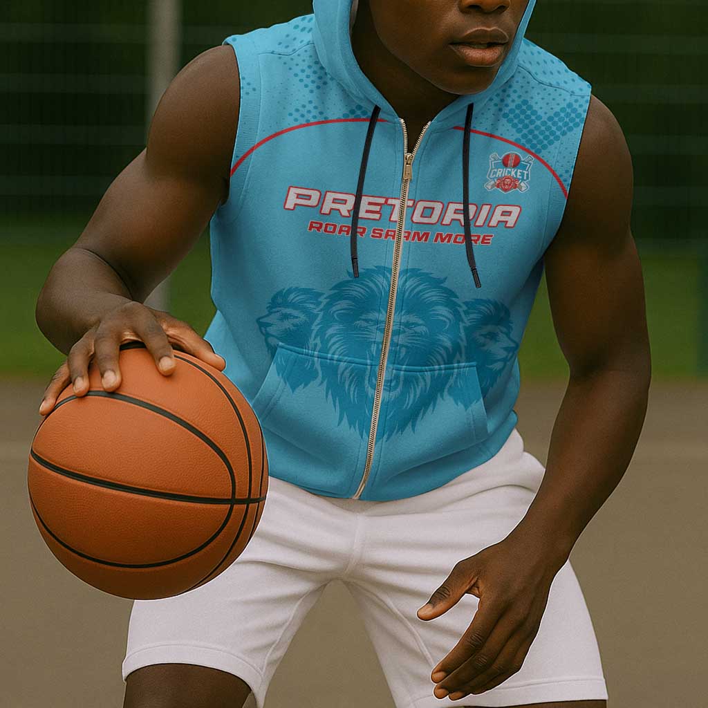 Custom Afro South Africa Cricket Sleeveless Zip Hoodie Roar Saam More - This Is Pretoria - African Pride