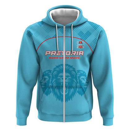 Custom Afro South Africa Cricket Zip Hoodie Roar Saam More - This Is Pretoria