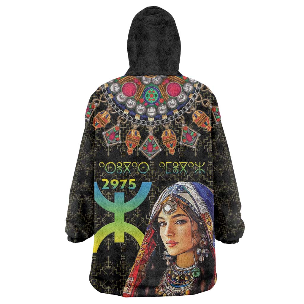 Assegwas Ameggaz Yennayer Kid Wearable Blanket Hoodie Women Amazigh - Berber Pattern