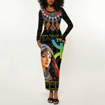 Assegwas Ameggaz Yennayer Long Sleeve Bodycon Dress Women Amazigh - Berber Pattern LT15