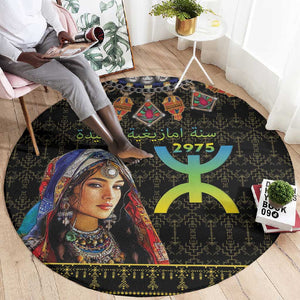 Assegwas Ameggaz Yennayer Round Carpet Women Amazigh - Berber Pattern