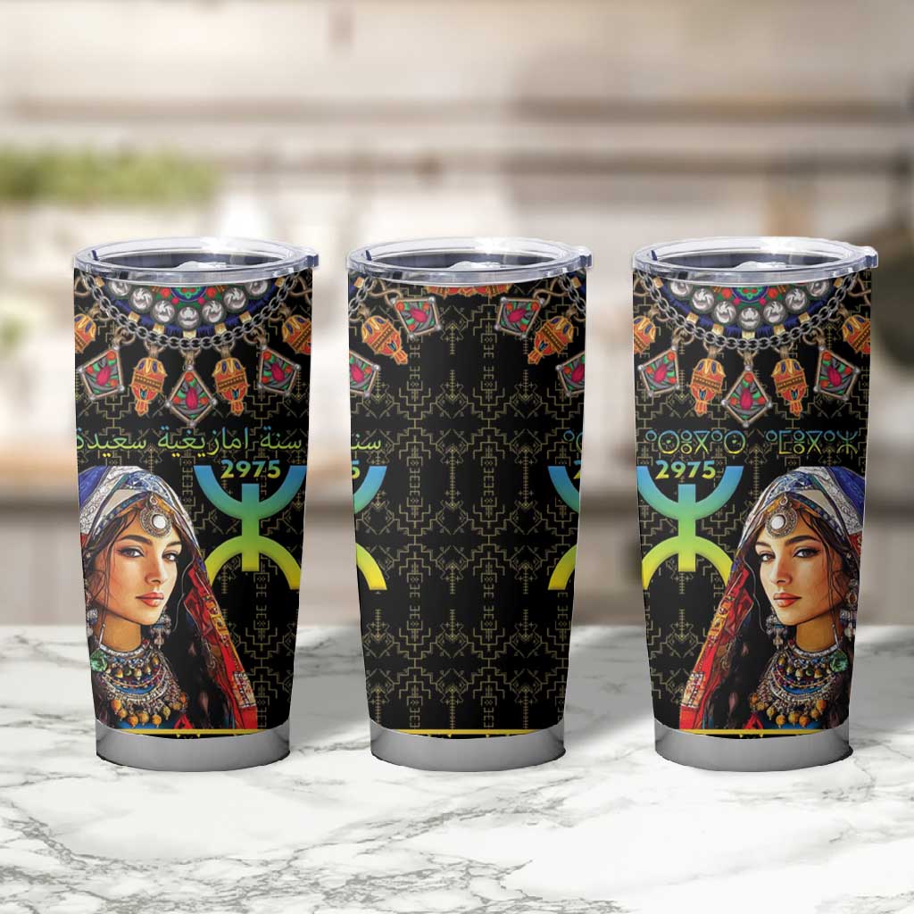 Assegwas Ameggaz Yennayer Tumbler Cup Women Amazigh - Berber Pattern