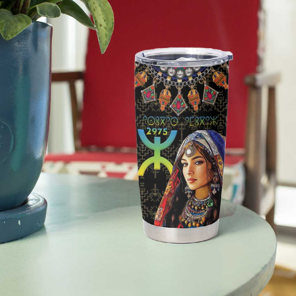 Assegwas Ameggaz Yennayer Tumbler Cup Women Amazigh - Berber Pattern