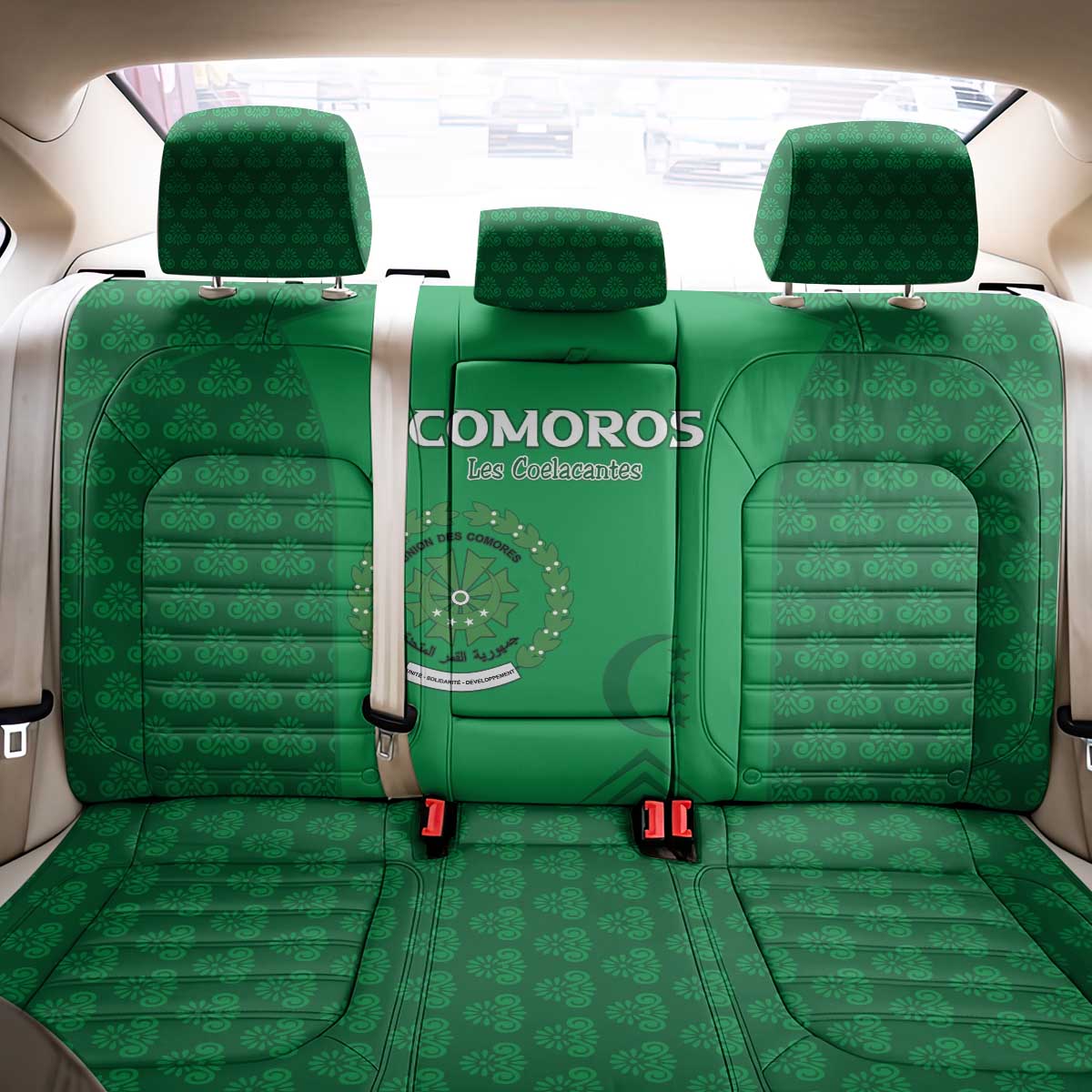 Comoros Football Back Car Seat Cover Go Champions Green Les Coelacantes - African Pride