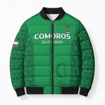 Custom Comoros Football Bomber Puffer Jacket Go Champions Green Les Coelacantes - African Pride