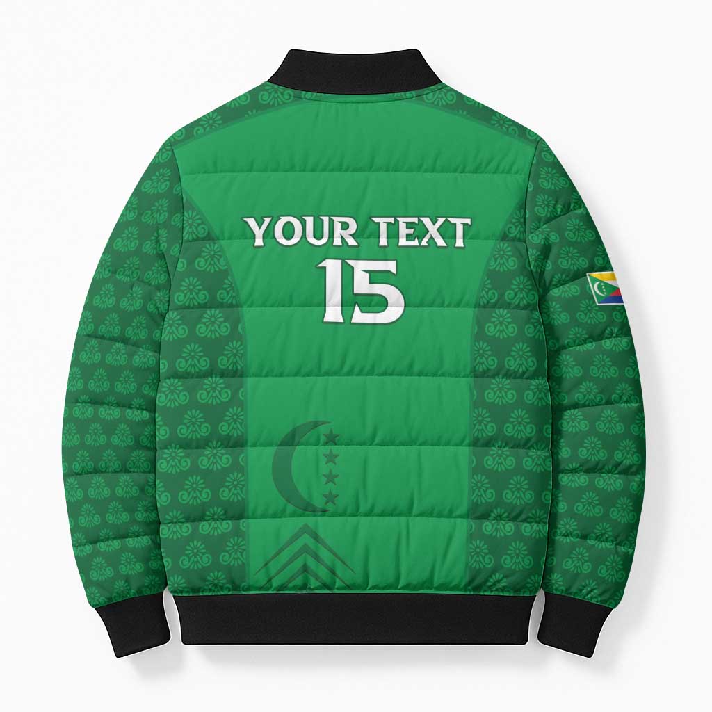 Custom Comoros Football Bomber Puffer Jacket Go Champions Green Les Coelacantes - African Pride
