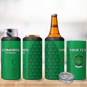 Custom Comoros Football 4 in 1 Can Cooler Tumbler Go Champions Green Les Coelacantes - African Pride