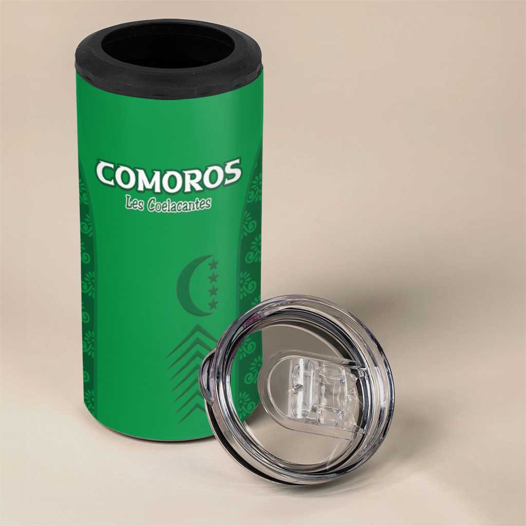 Custom Comoros Football 4 in 1 Can Cooler Tumbler Go Champions Green Les Coelacantes - African Pride