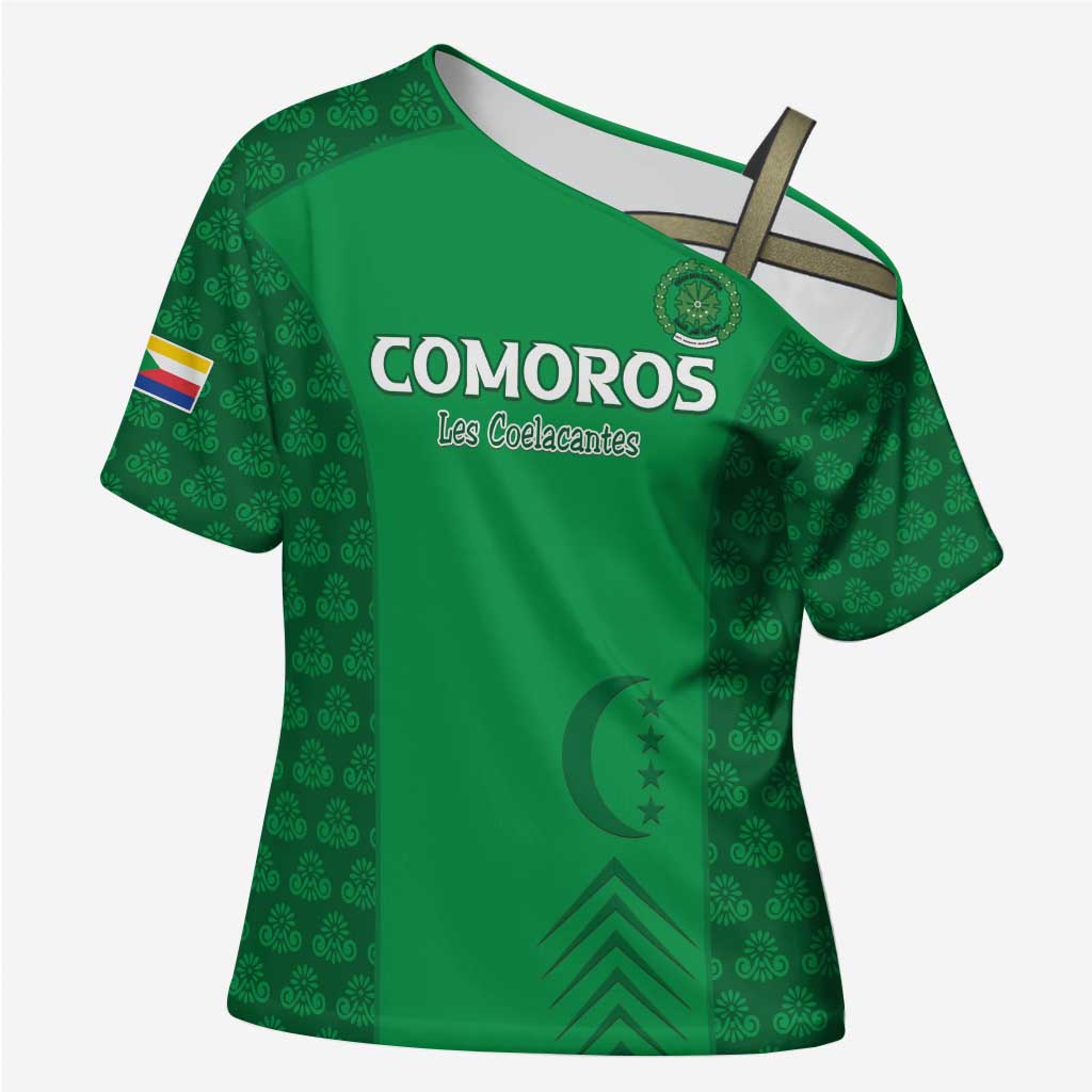 Custom Comoros Football Cross Shoulder Shirt Go Champions Green Les Coelacantes - African Pride
