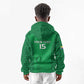 Custom Comoros Football Kid Hoodie Go Champions Green Les Coelacantes - African Pride