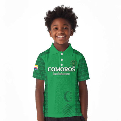Custom Comoros Football Kid Polo Shirt Go Champions Green Les Coelacantes LT15