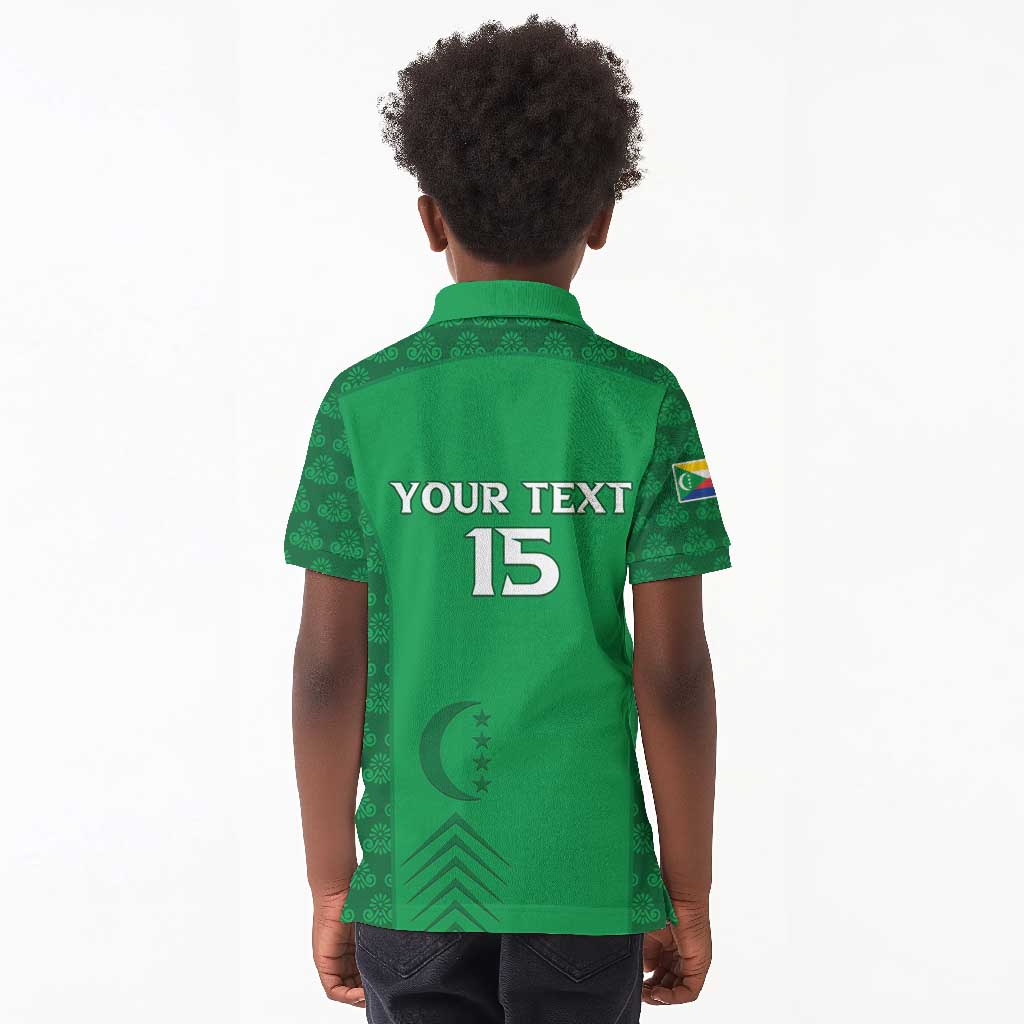 Custom Comoros Football Kid Polo Shirt Go Champions Green Les Coelacantes LT15