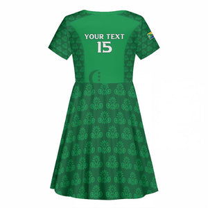Custom Comoros Football Kid Short Sleeve Dress Go Champions Green Les Coelacantes LT15