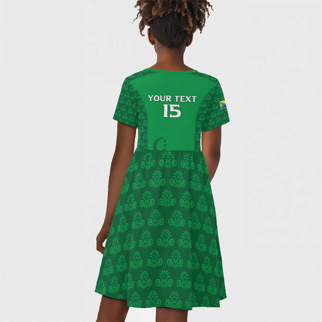 Custom Comoros Football Kid Short Sleeve Dress Go Champions Green Les Coelacantes LT15
