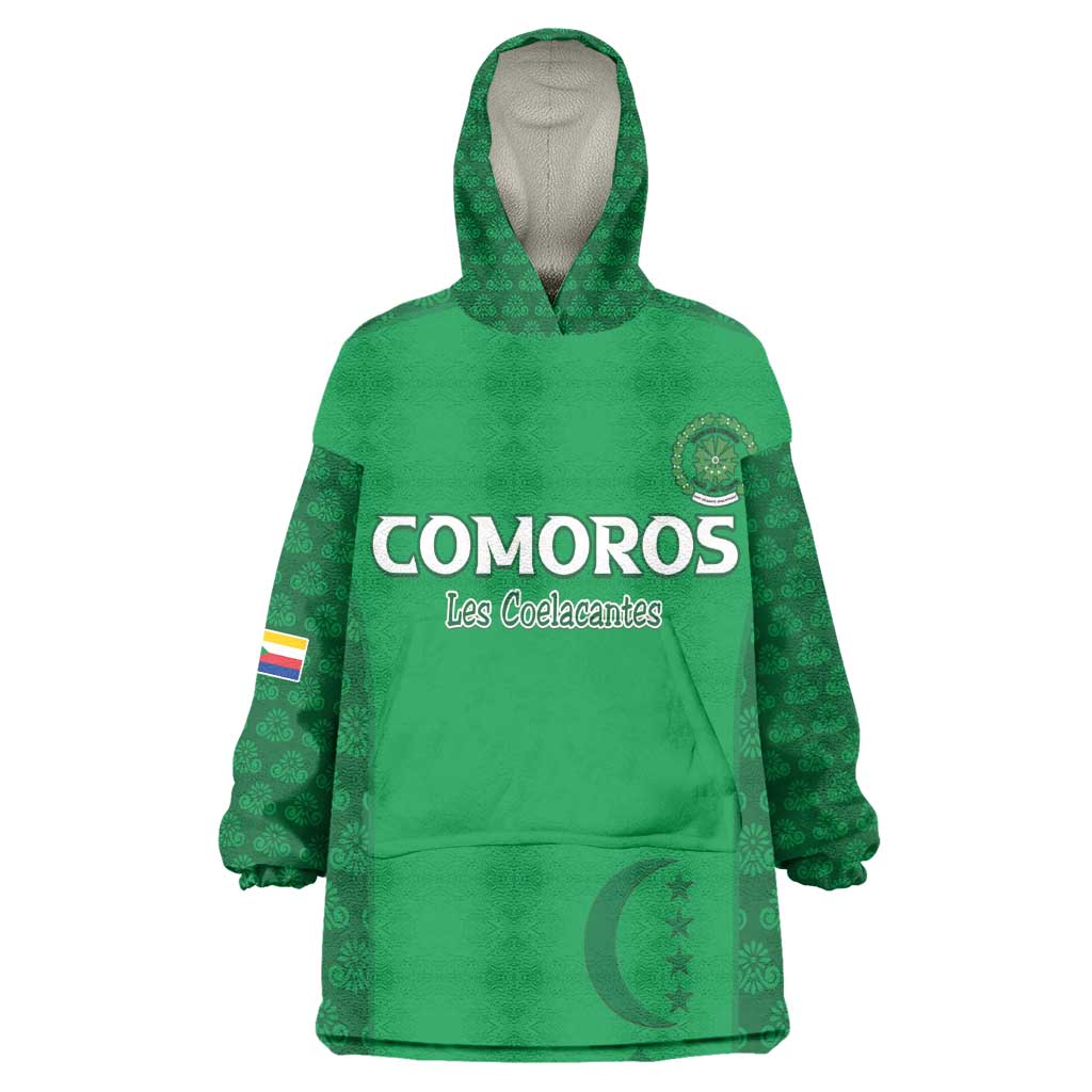 Custom Comoros Football Kid Wearable Blanket Hoodie Go Champions Green Les Coelacantes - African Pride