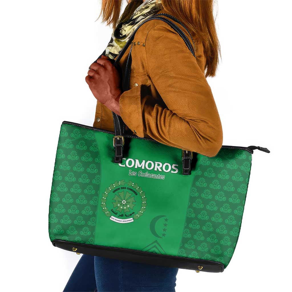 Comoros Football Leather Tote Bag Go Champions Green Les Coelacantes - African Pride
