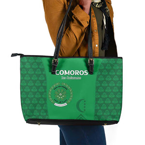 Comoros Football Leather Tote Bag Go Champions Green Les Coelacantes - African Pride