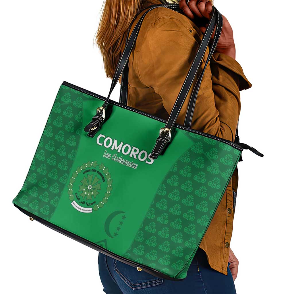 Comoros Football Leather Tote Bag Go Champions Green Les Coelacantes - African Pride
