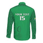Custom Comoros Football Long Sleeve Button Shirt Go Champions Green Les Coelacantes - African Pride