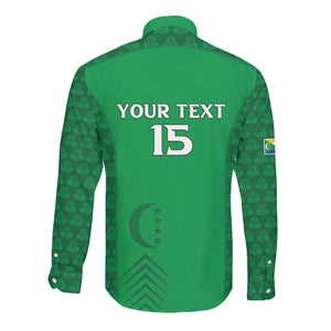 Custom Comoros Football Long Sleeve Button Shirt Go Champions Green Les Coelacantes - African Pride