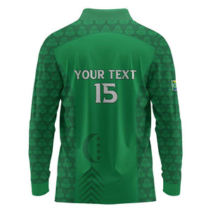 Custom Comoros Football Long Sleeve Polo Shirt Go Champions Green Les Coelacantes - African Pride