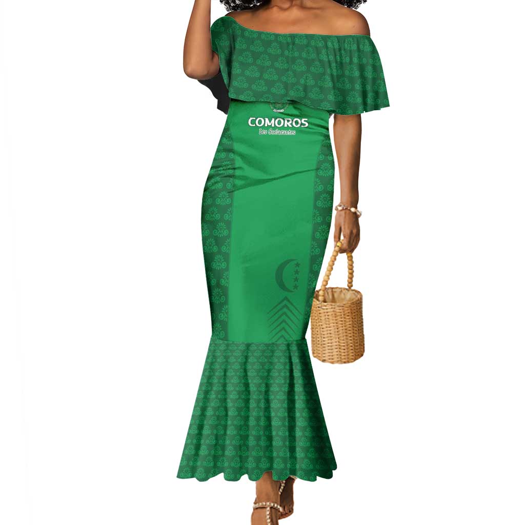 Custom Comoros Football Mermaid Dress Go Champions Green Les Coelacantes - African Pride