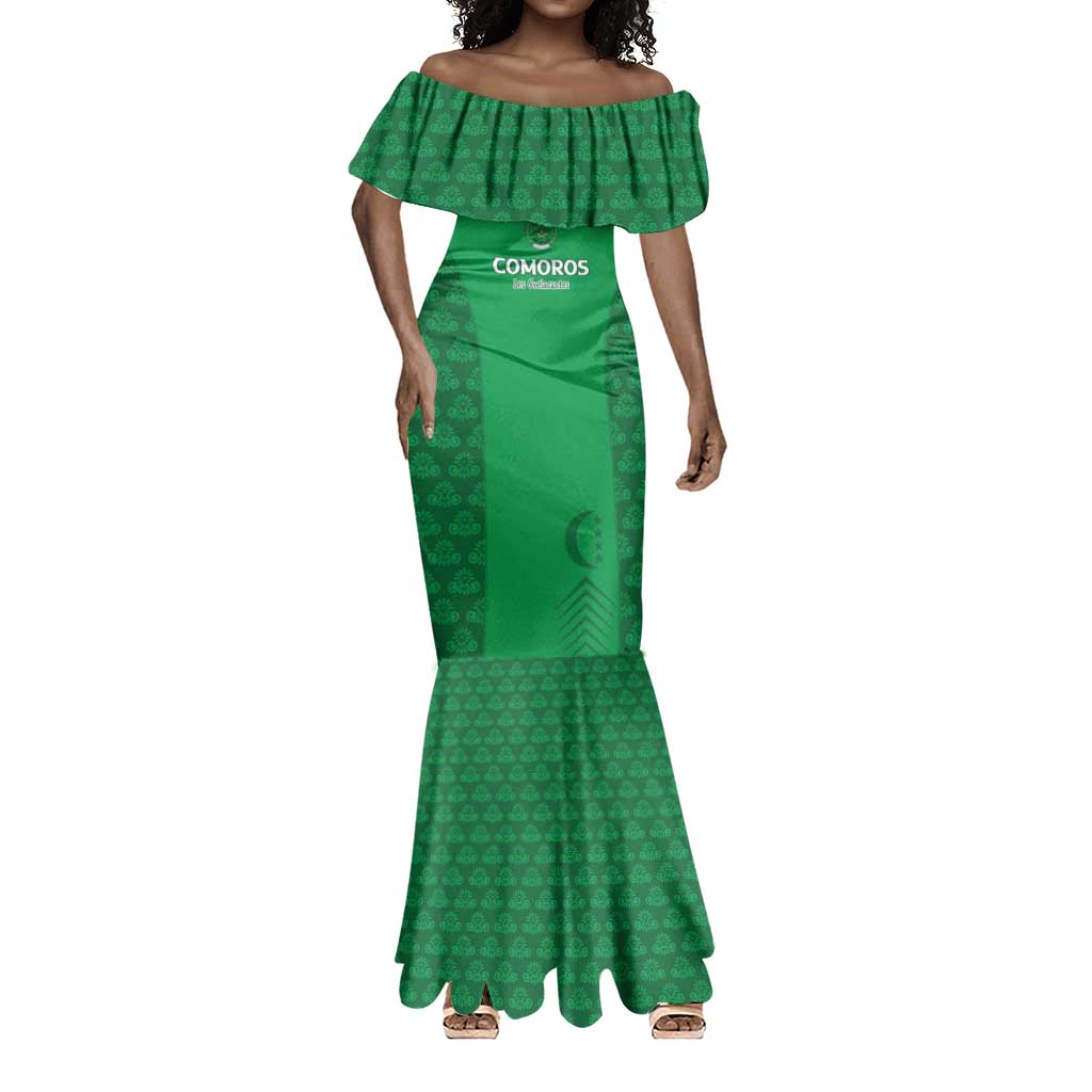 Custom Comoros Football Mermaid Dress Go Champions Green Les Coelacantes - African Pride