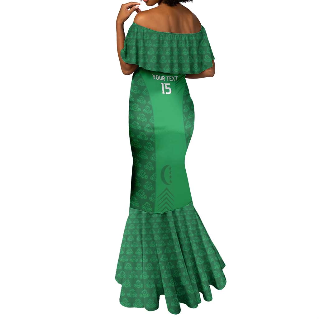 Custom Comoros Football Mermaid Dress Go Champions Green Les Coelacantes - African Pride