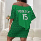 Custom Comoros Football Off Shoulder Short Dress Go Champions Green Les Coelacantes - African Pride
