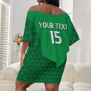 Custom Comoros Football Off Shoulder Short Dress Go Champions Green Les Coelacantes - African Pride