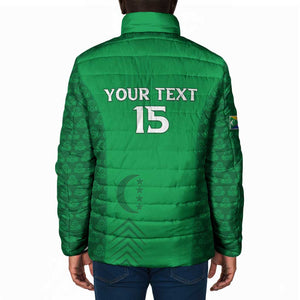 Custom Comoros Football Padded Jacket Go Champions Green Les Coelacantes - African Pride