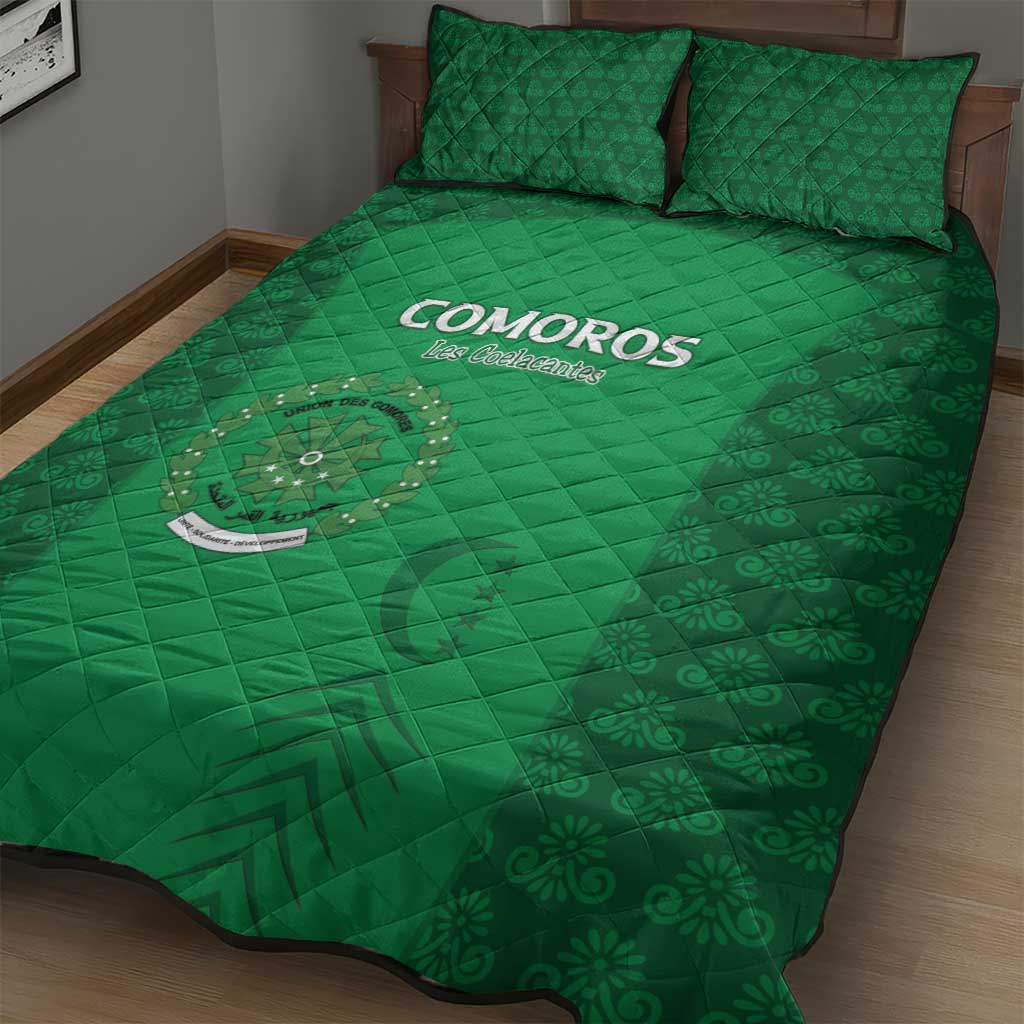 Comoros Football Quilt Bed Set Go Champions Green Les Coelacantes - African Pride