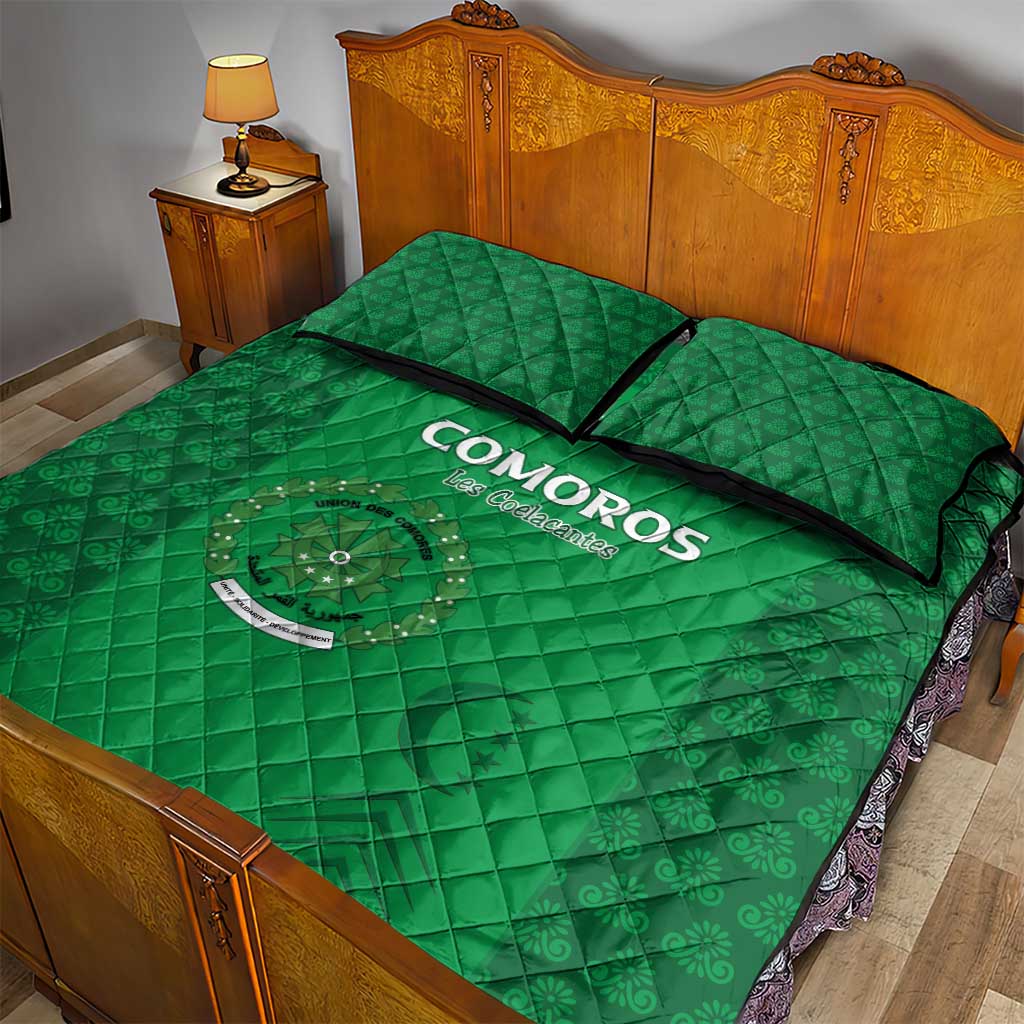 Comoros Football Quilt Bed Set Go Champions Green Les Coelacantes - African Pride