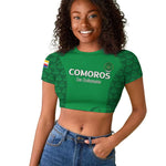 Custom Comoros Football Raglan Cropped T shirt Go Champions Green Les Coelacantes LT15