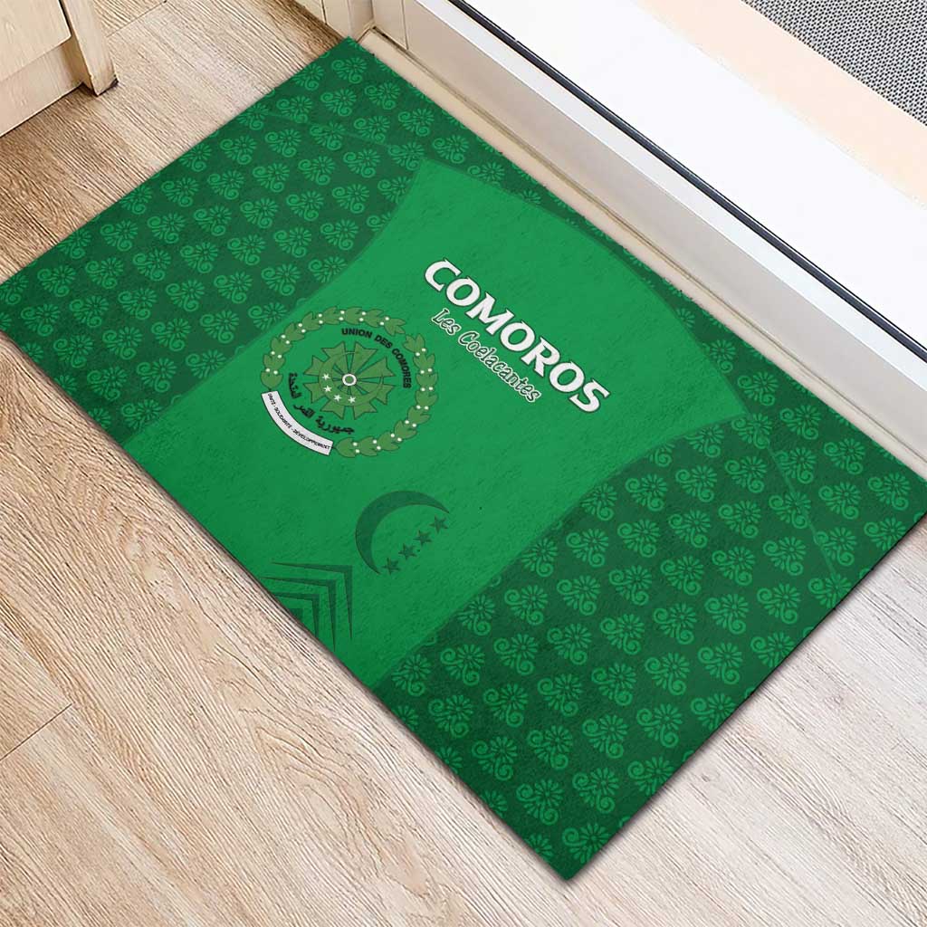 Comoros Football Rubber Doormat Go Champions Green Les Coelacantes - African Pride