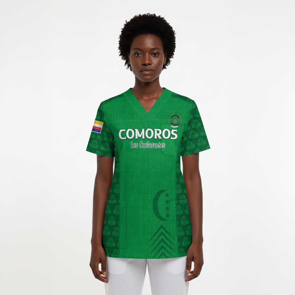 Custom Comoros Football Scrub Top Go Champions Green Les Coelacantes - African Pride