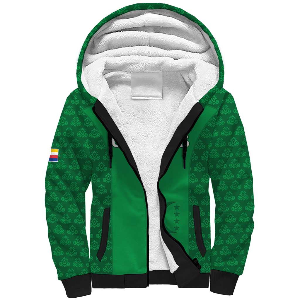 Custom Comoros Football Sherpa Hoodie Go Champions Green Les Coelacantes - African Pride