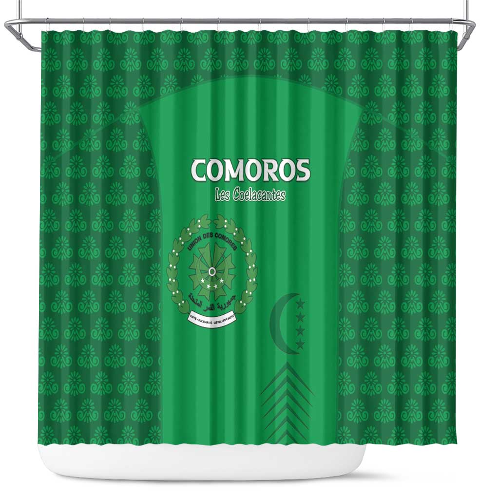 Comoros Football Shower Curtain Go Champions Green Les Coelacantes - African Pride