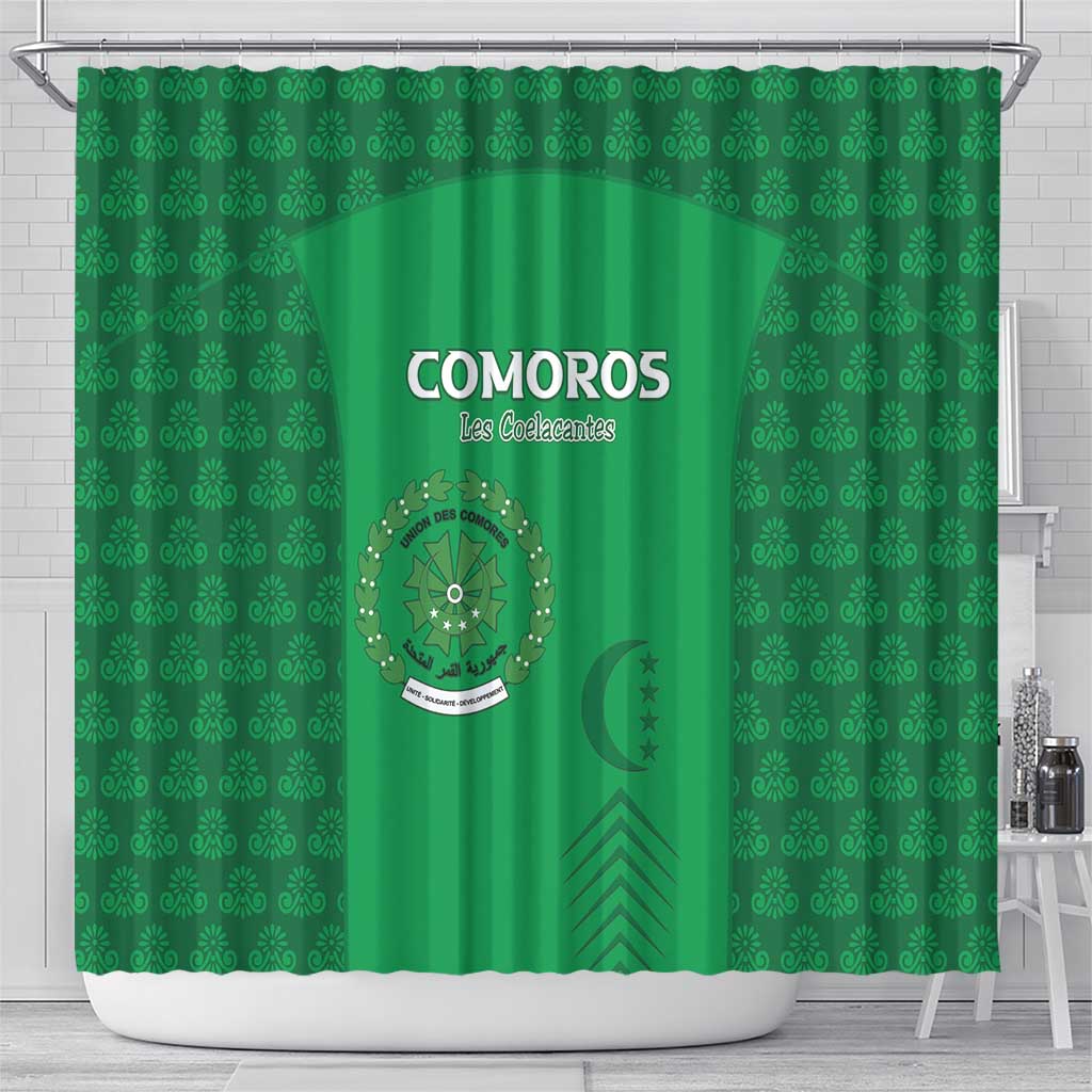 Comoros Football Shower Curtain Go Champions Green Les Coelacantes - African Pride