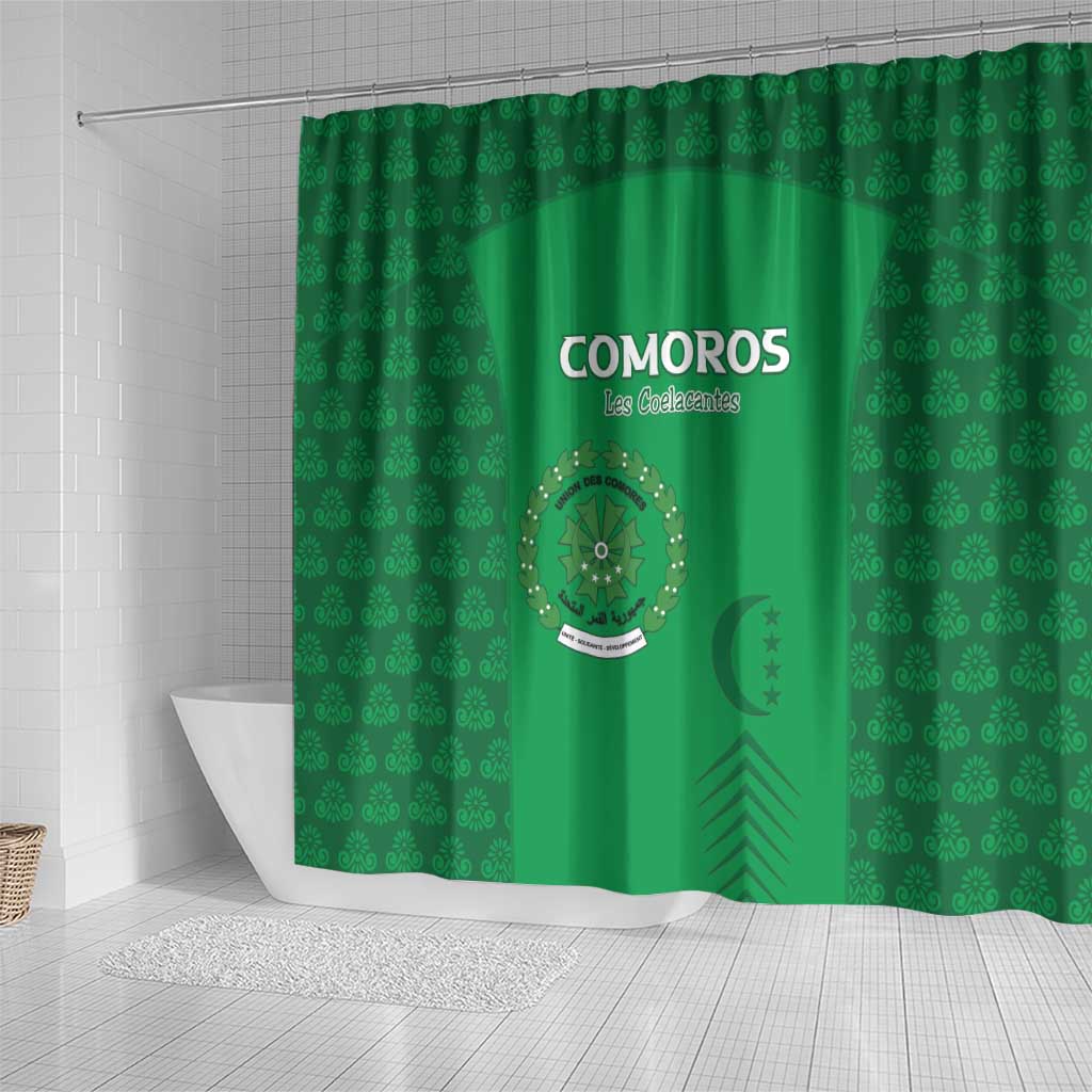 Comoros Football Shower Curtain Go Champions Green Les Coelacantes - African Pride