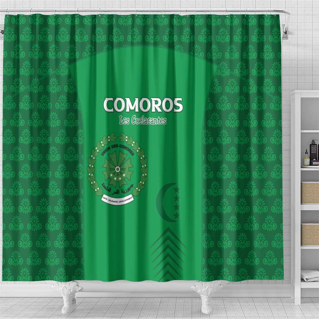 Comoros Football Shower Curtain Go Champions Green Les Coelacantes - African Pride