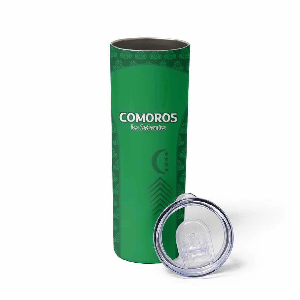 Custom Comoros Football Skinny Tumbler Go Champions Green Les Coelacantes - African Pride