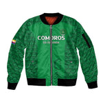 Custom Comoros Football Sleeve Zip Bomber Jacket Go Champions Green Les Coelacantes - African Pride