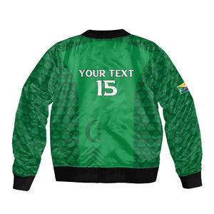 Custom Comoros Football Sleeve Zip Bomber Jacket Go Champions Green Les Coelacantes - African Pride